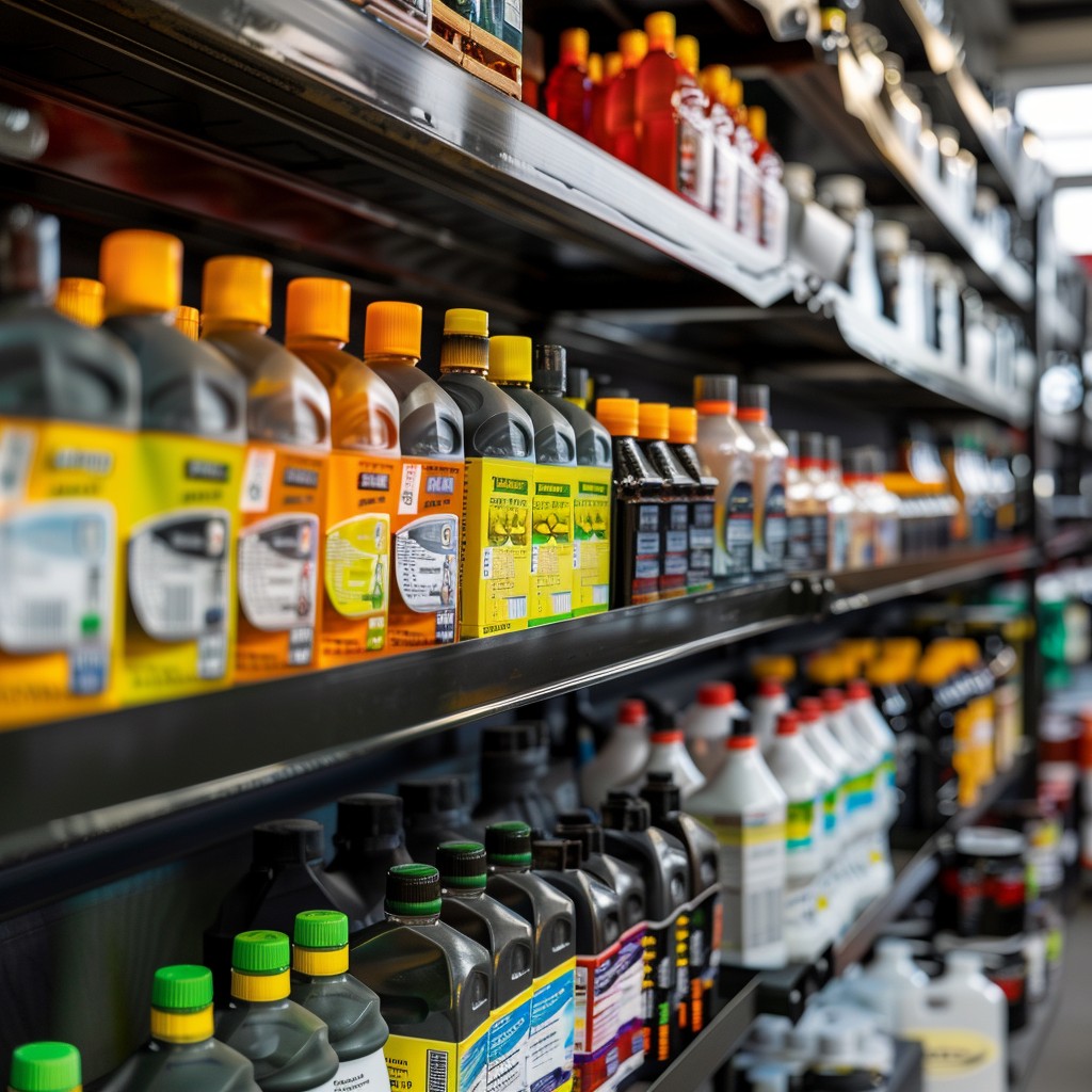 Aisle displaying various lubricants
